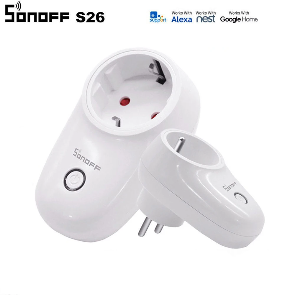 Sonoff S26 R2 WiFi Smart Socket Wireless Plug Power Home Switch Work With Alexa Google Assistant IFTTT US/UK/CN/AU/EU