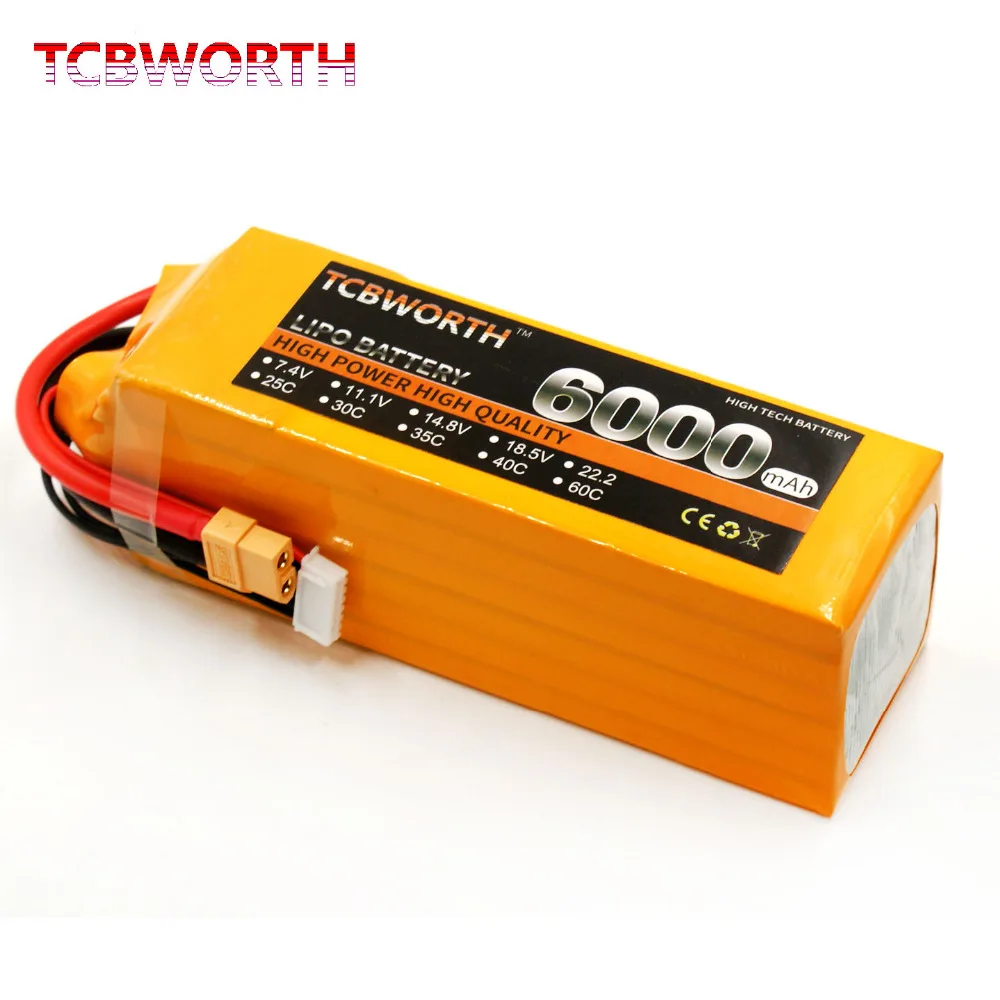 TCBWORTH 6S 22.2V 6000mAh 30C RC samolot akumulator LiPo do helikoptera RC Quadrotor samochód Drone akumulator litowo-jonowy