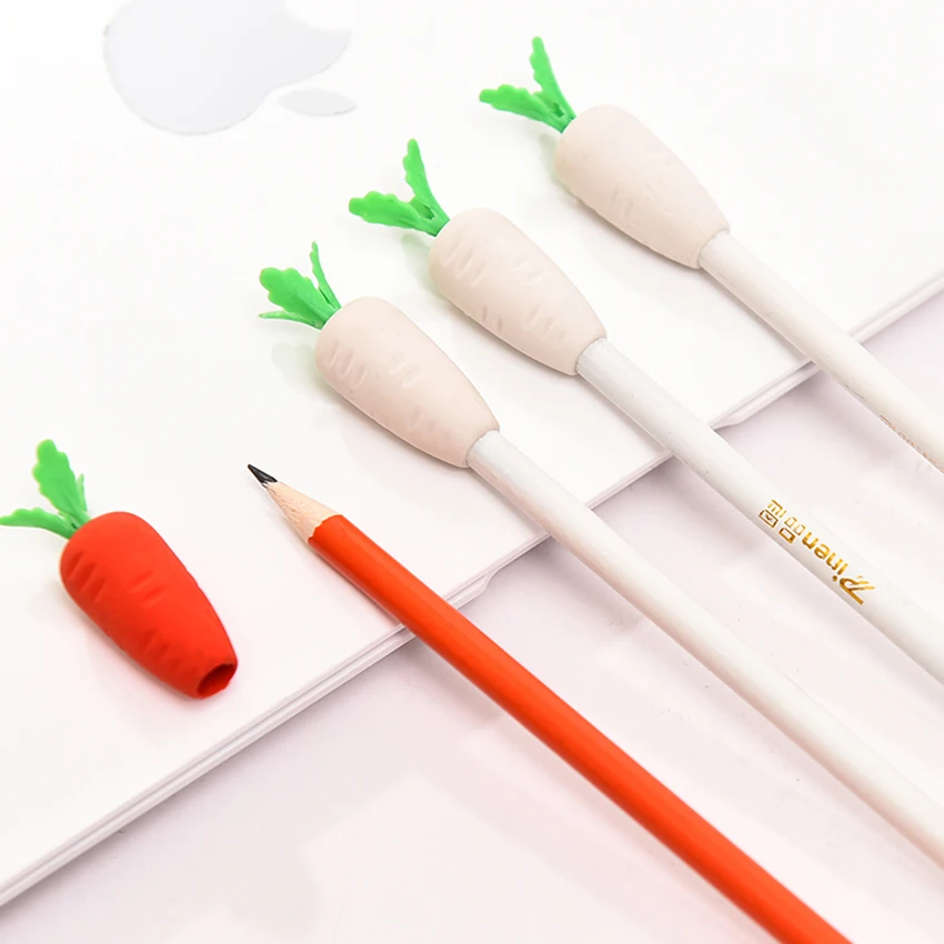 Vegetable Carrot Eraser Pencil HB Drawing Painting Writing Pencils Student Stationery Office School Supplies Kids Cute Gifts