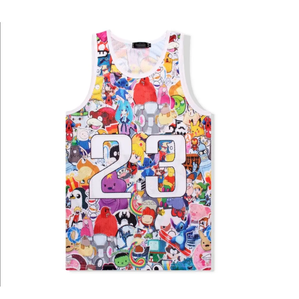 SzBlaZe Brands  Casual Unisex Anime Print Tank Tops Breathable Summer Cartoon Print Mens Muscle Shirt Street workout vest