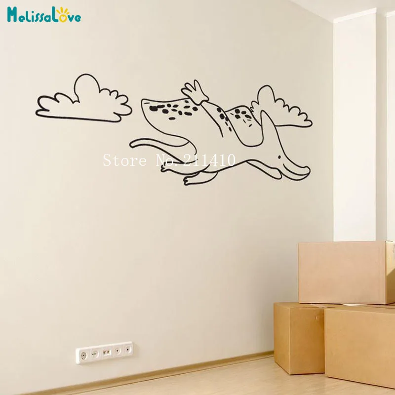 Flying Dinosaur Wall Sticker Kids Pterodactyl Wallpaper Sticker Home Decor For Kids Room Removable Vinyl Decal Cute Murals YT116