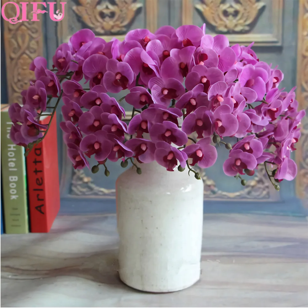 QIFU Artificial Flowers Real Touch Artificial Moth Orchid Butterfly Orchid for new House Home Wedding Festival Decoration