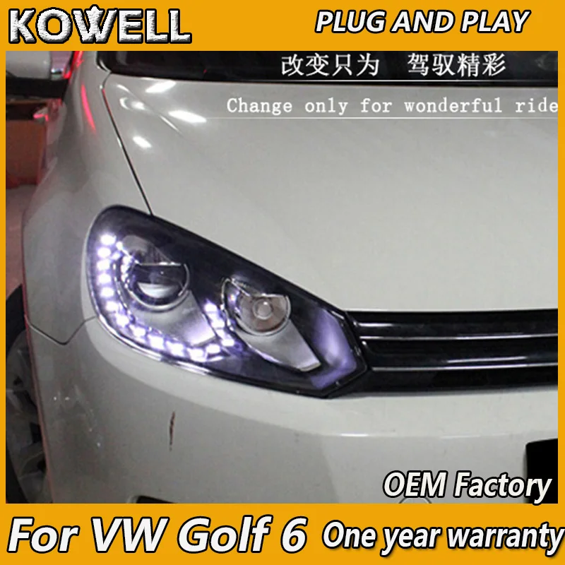 

KOWELL Car Styling for 2009-2013 voor vw golf MK6 koplampen auto styling Voor vw golf 6 DRL LED tear ogen bi xenon lens led park