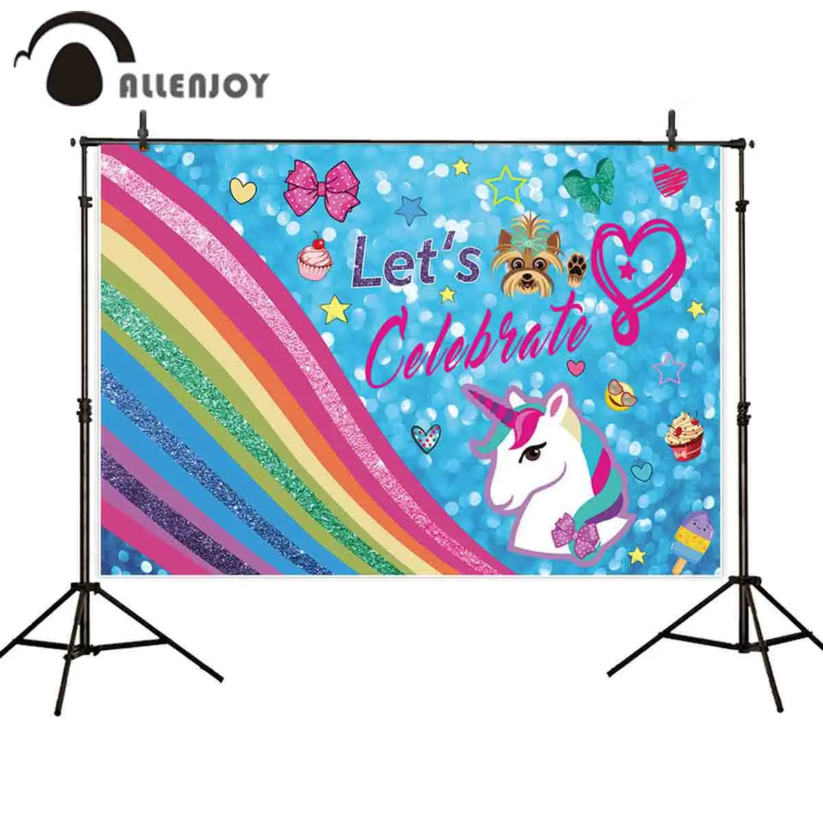 

Allenjoy photography background unicorn rainbow glitter princess birthday backdrop party photocall photobooth photophone