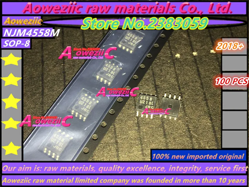 Aoweziic 2018+ 100% new imported original  NJM4558D DIP-8  NJM4558M SOP-8   Dual Operational Amplifier  NJM4558  JRC4558  4558