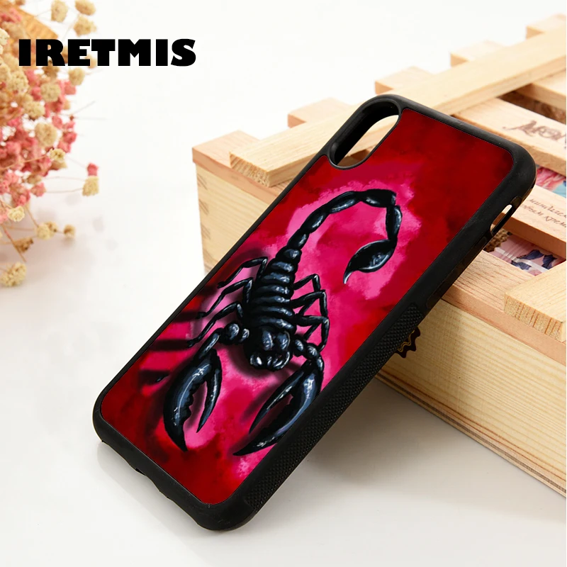 Iretmis 5 5S SE 6 6S Soft TPU Silicone  phone case cover for iPhone 7 8 plus X Xs 11 Pro Max XR Scorpion Insect Bug Red