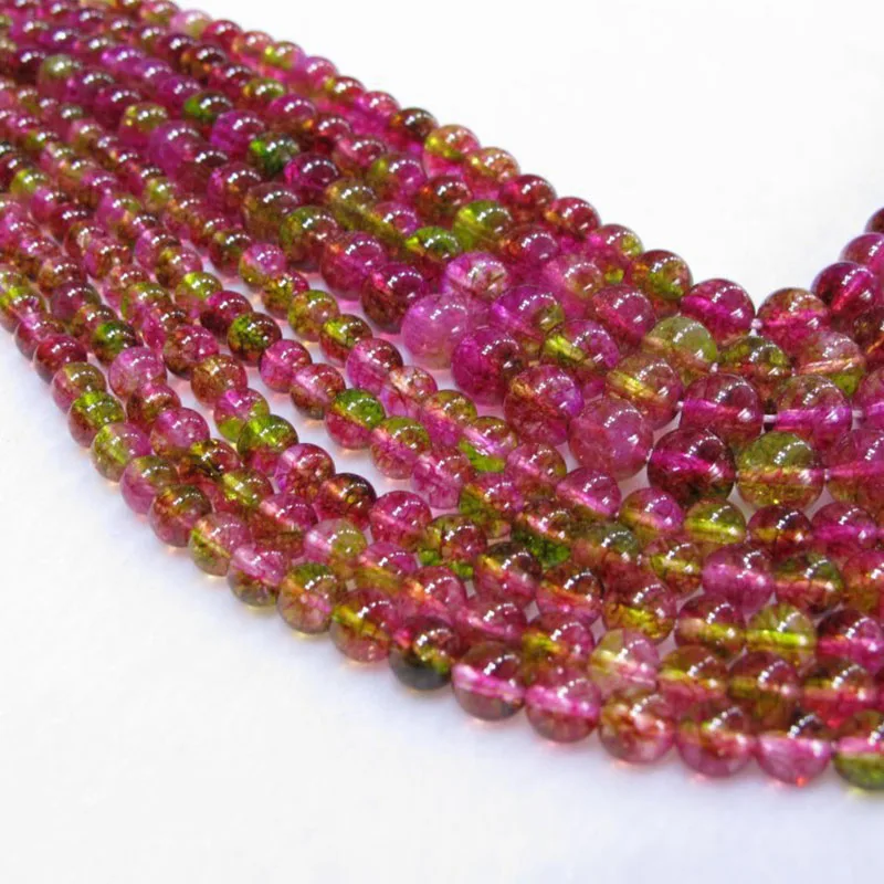 MADALENA SARARA 6mm/8mm/10mm/12mm Colorful Natural Tourmaline Beads Strand 18