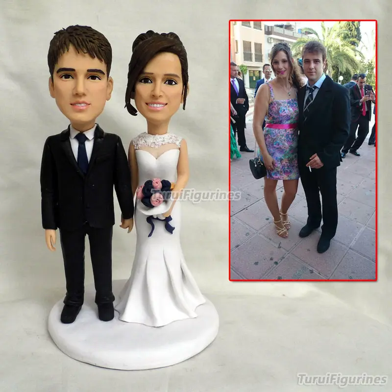 wedding cake topper black couple custom bobblehead figurine mini couple statue custom bobblehead figures by Turui Figurines doll