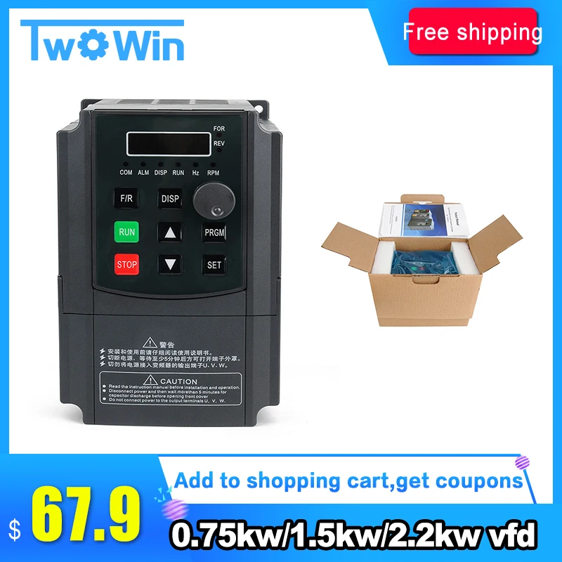 New  0.75KW/1.5KW /2.2KW inverter VFD 220V VARIABLE FREQUENCY DRIVE INVERTER single phase input 3 phase output wholesale