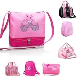 Bolsa de baile de Ballet de lona para niñas, mochilas deportivas de bailarina para niños, bolsa bordada Linda para baile, 7 estilos