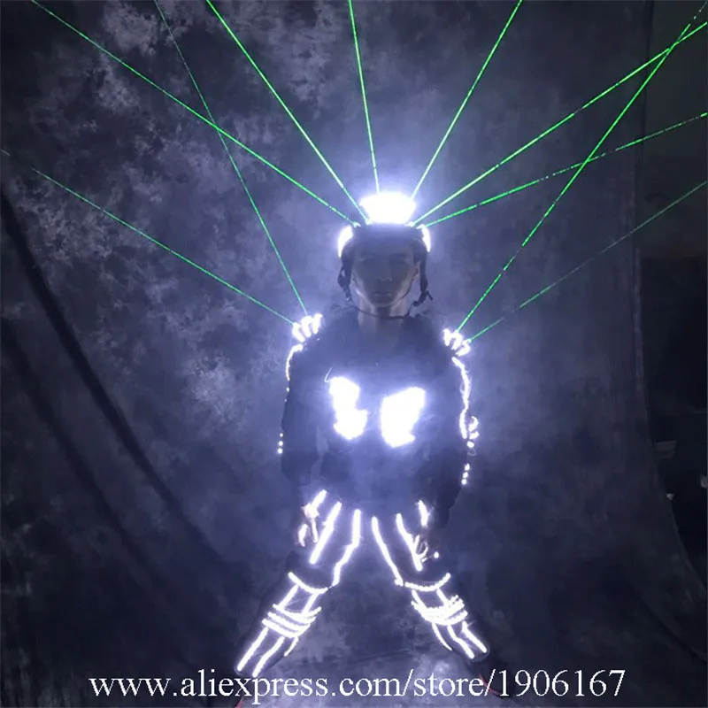 Laser Man Show Ballroom Costume Led Luminous Robot Dance Suit Led Light Up Stage Performance Party Dress