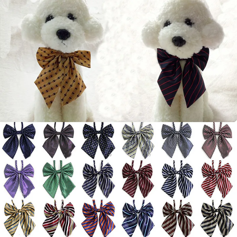 500pcs Hot Wholesale  New Dog Bowtie Mix Patterns Many Colors Polyester Pet Dog Bowties Adjustable Pet Dog Neckties