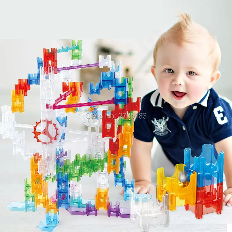 Maze Balls DIY Construction Marble Run Cubes Building Blocks Assemble Slide Blocks Track Hand-eye coordination Educational toys