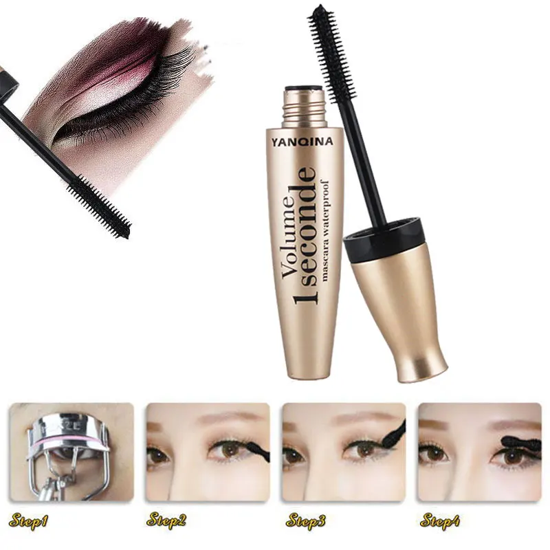 Yanqina Black Eye Mascara lange Wimpern Silikon bürste dicke geschwungene Verlängerung Mascara wasserdichte Augen Make-up Werkzeuge 10ml