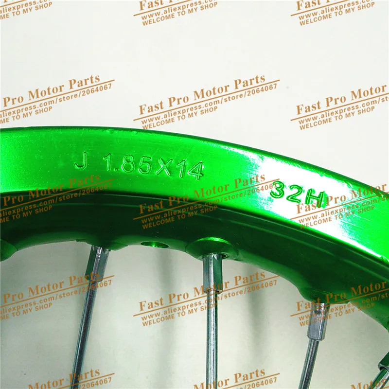 Green Rear 14inch Aluminum Alloy Disc Plate Wheel Rims 1.85x14\