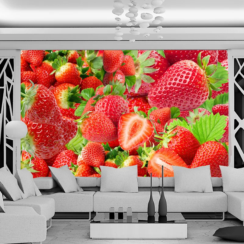 Fresco morango fruta fotografia fundo decoração mural cozinha restaurante sala de estar tv pano de fundo 3d foto papel de parede murais