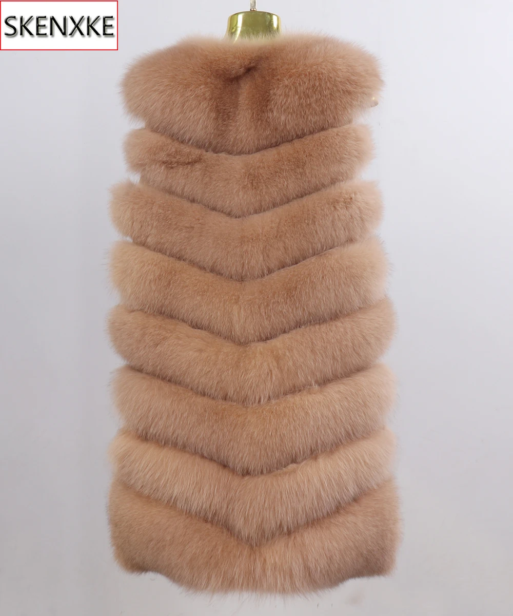 

New Winter Women Long Style Real Fox Fur Vest 100% Natural Real Fox Fur Waistcoat Lady Warm Soft Quality Genuine Fox Fur Gilet