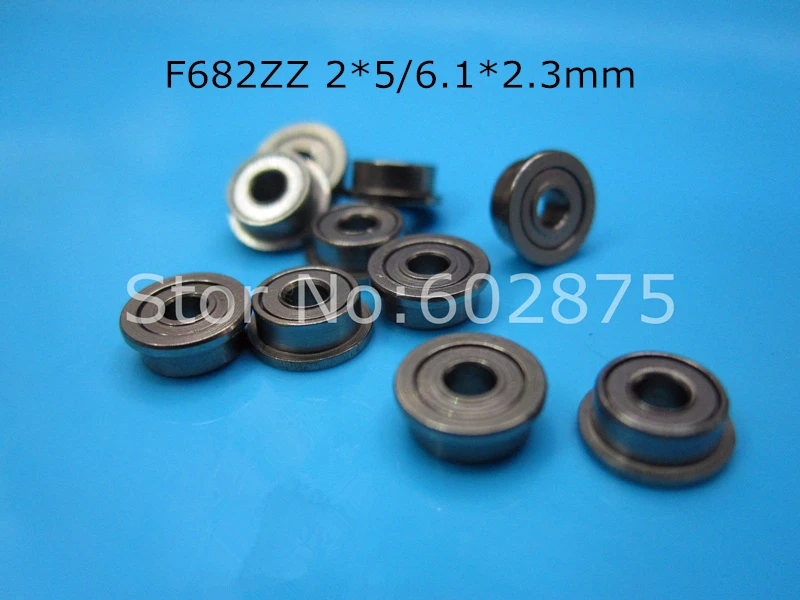 Flange Bearing 10pcs F682ZZ 2*5(6.1)*2.3(mm) free shipping chrome steel Metal Sealed High speed Mechanical equipment parts