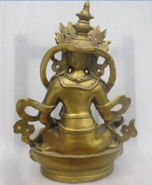 Elaborate Chinese Old brass Tibetan Buddhism auspicious statue / 10.23inch