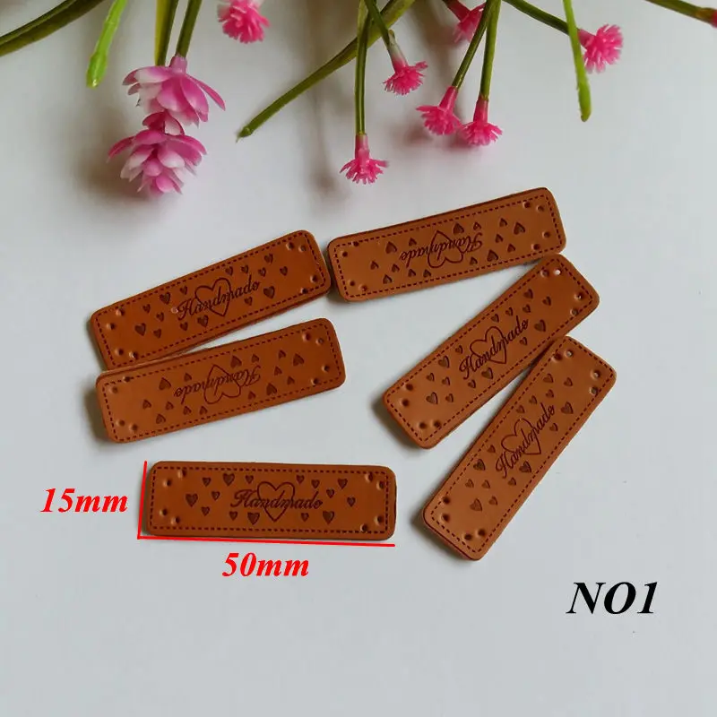 Mix 50PCs/lot Fashion Handmade Labels PU Leather Tags On Clothes for Garment Labels For Jeans Bags Shoes Sewing Accessories view 3