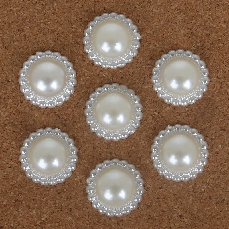 20-200pcs Flat Back Cabochon Imatation Plastic ABS Pearl Flower Ivory Beads for Scrapbook DIY Phone Decoration & Craft Making