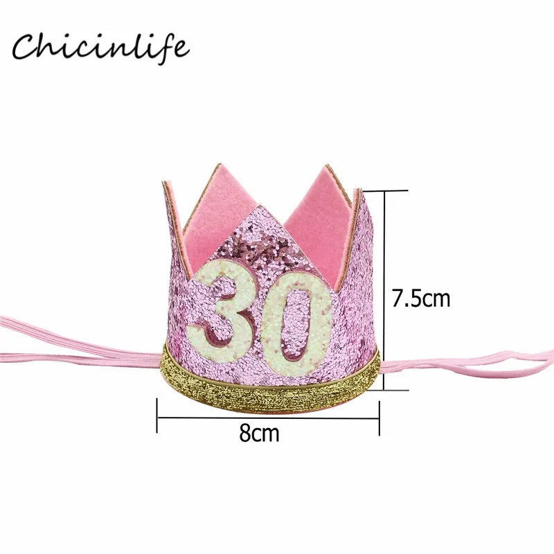 Chicinlife 30 40 50 60 Birthday Crown Headband Women 30th 40th 50th Birthday Party Decoration Adult Birthday anniversary Hat