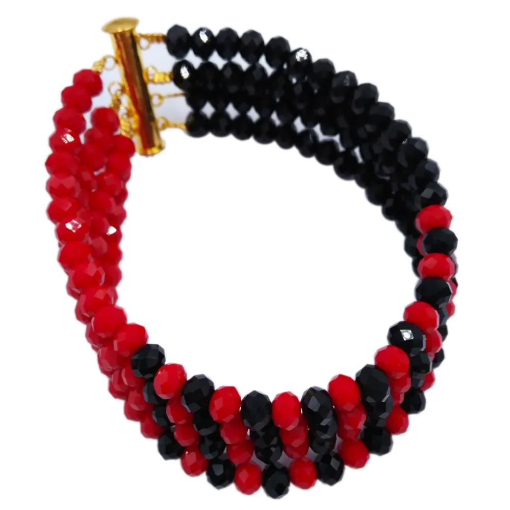 Pretty Opaque Red and Black African Beads Jewelry Set Crystal Necklace Jewelry Sets 8JBK01