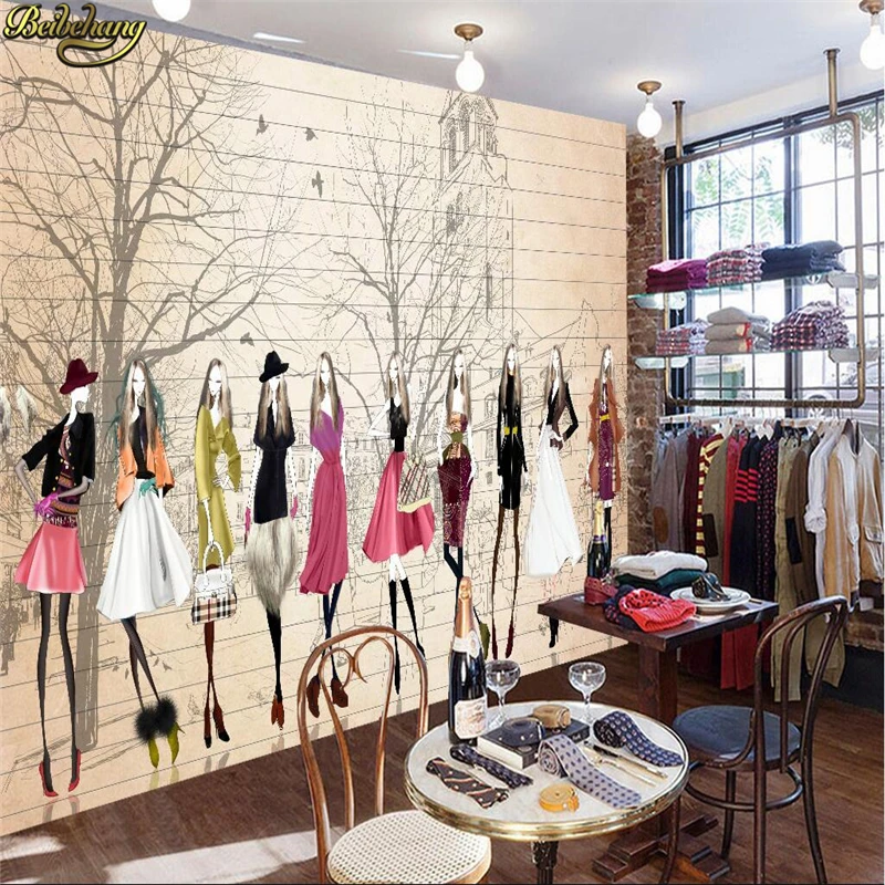 

Пользовательские Красота магазин одежды украшения 3D обои гостиная настенные фрески-3d обои домашний декор спальня наклейки