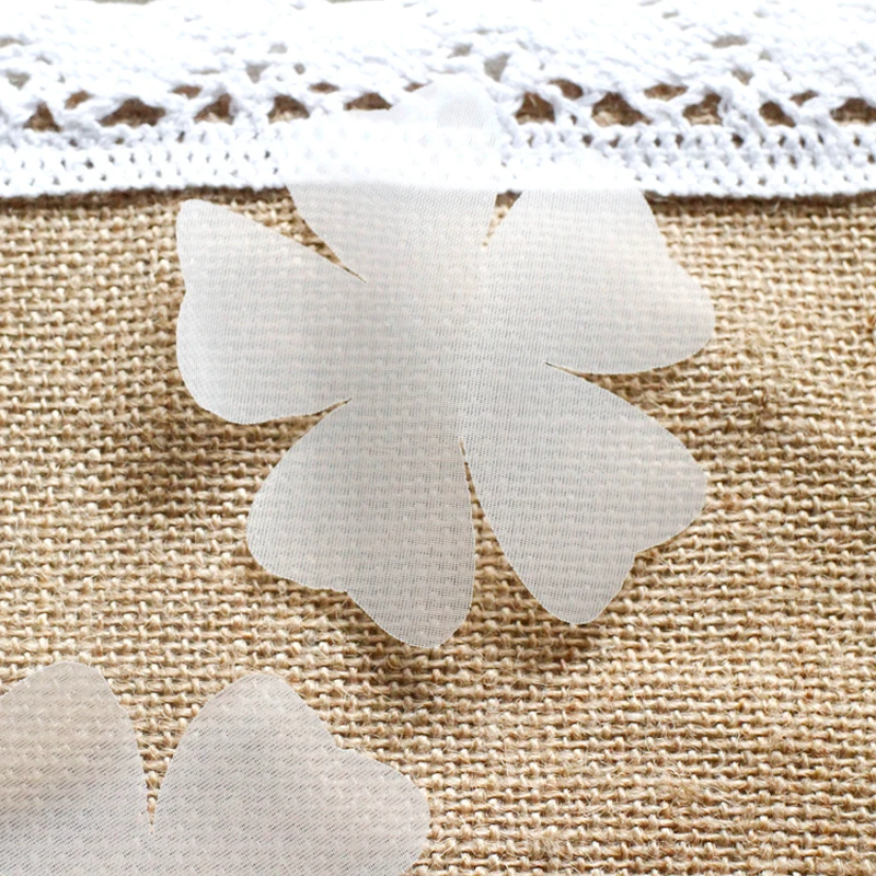 100PCS/Lot Garment accessories small flowers applique White in Organza DIY Brooch handmade lace patch wedding dress