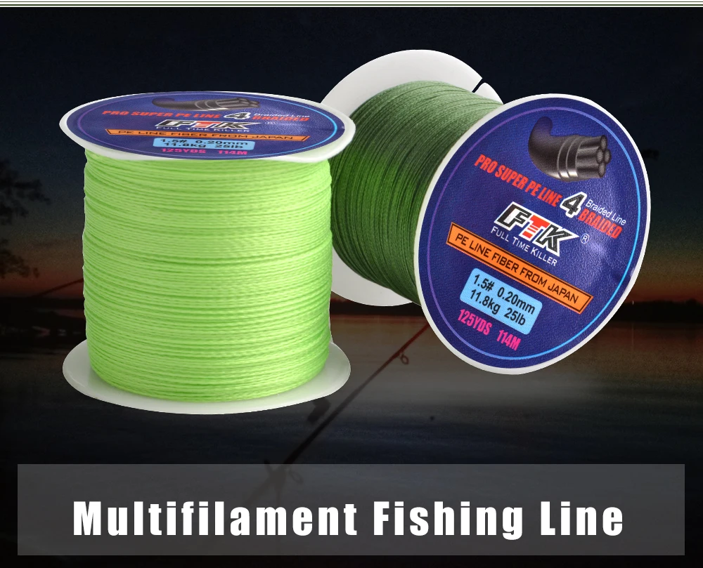 FTK 114M Geflochtener Draht PE Geflochten 0,4 # -6.0 # Code 4 Stränge 8-60LB PE Geflochtene 0,1-0,4mm Multifilament-Angelschnur für Salzwasser – Detail 7