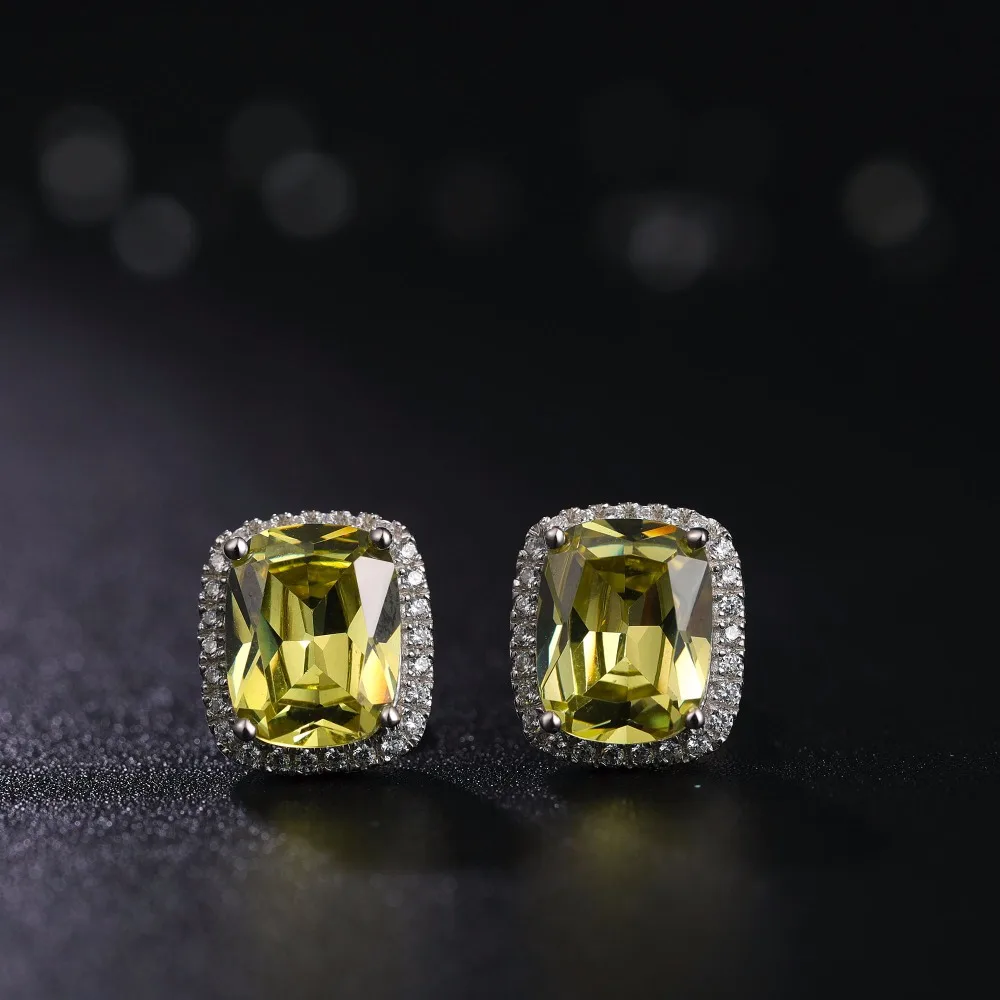 NEW Stud Earring for Women 925 Sterling Silver Pin Yellow Zircon Crystals Earrings female Ear brincos Pend Fine Jewelry