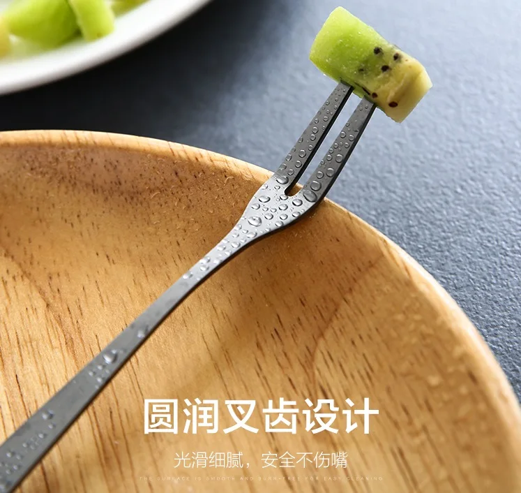 

Creative tableware stainless steel fruit fork Children's salad signature Western food prong dessert cake moon cake fork