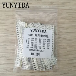1206 SMD Capacitor assorted kit ,36values*20pcs=720pcs 1pF~10uF Samples Kit electronic diy kit  Free shipping