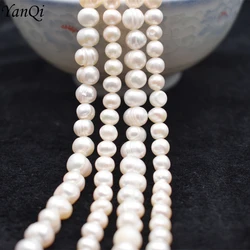 5-6/7-8mm White Freshwater Pearl Baroque Natural Stone Beads Bracelet Jewelry DIY Strand 14