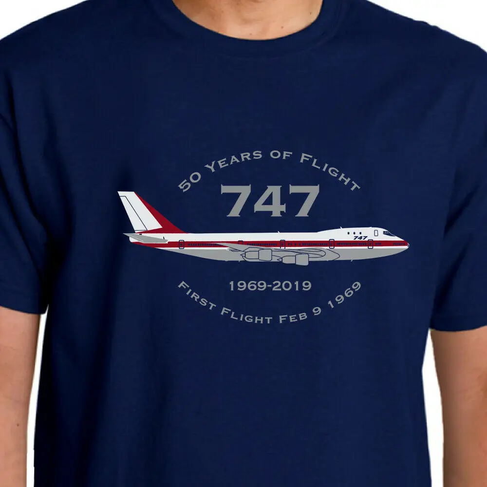 

Aeroclassic Boeing 747 50 Years of Flight Anniversary T-Shirt Fashion 2019 Summer New Brand 100% Cotton Printing Cotton T-Shirt