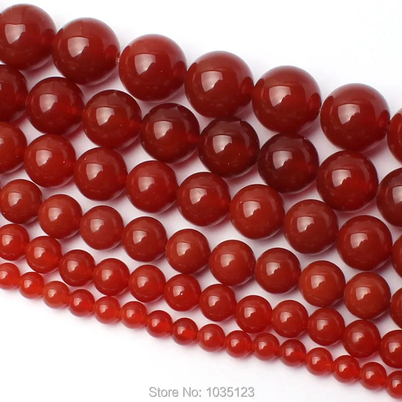 

Smooth Round Natural Red Agates Stone 4/6/8/10/12/14/16mm Loose Beads DIY Necklace Bracelet Jewelry