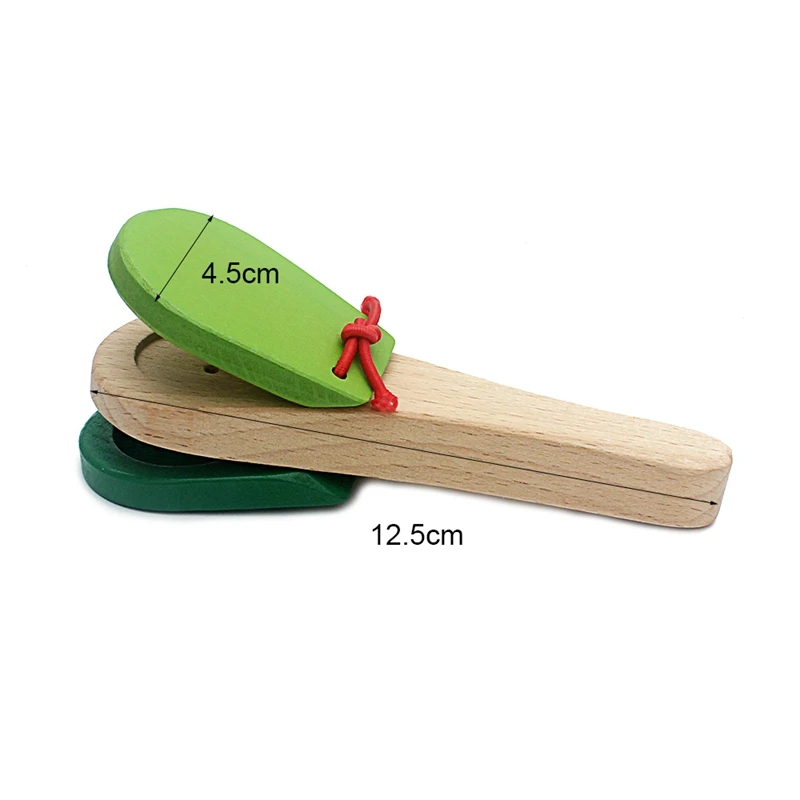 Juguete de madera para bebé, instrumento Musical con mango de Castanet Clapper, juguete para niños pequeños, Educación Temprana Preescolar, 1 unidad