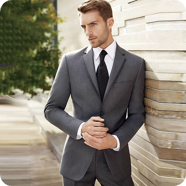 Latest Coat Pant Designs Dark Gray Business Men Suits Wedding Groom Wear Tuxedos 2Piece Jacket Pants Bridegroom Suits Man Prom AliExpress