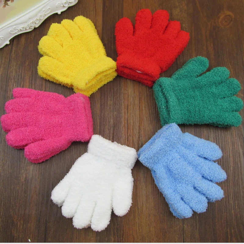 Cute Kids Boy Girls Children Full Finger Gloves Hand Mittens Warm Winter