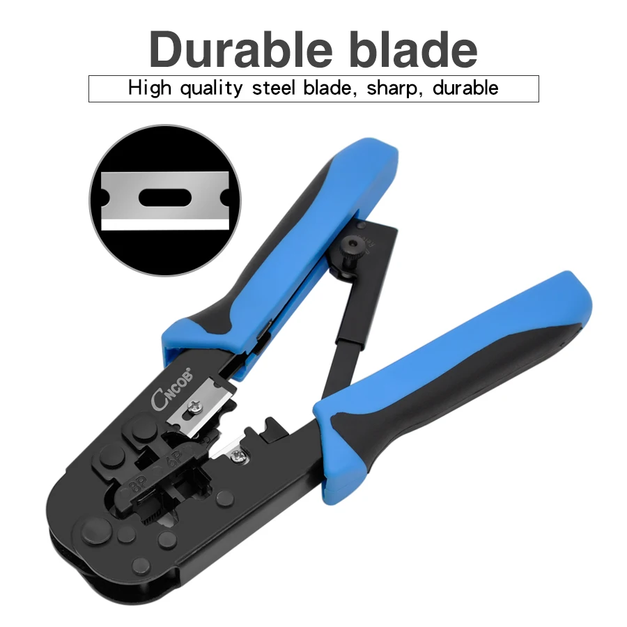 CNCOB Rj45 Crimper tool rj11 cat5e cat6 cable crimping tool network pliers tool 8P/6P multi-function cable pliers, peeling shear