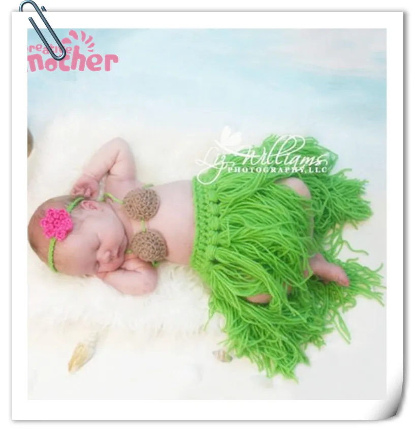 Baby Photo Prop Skirt Skirts Newborn Photography Props Crochet Beach Skirt Baby Photography Costume Headwear Grass Skirts Outfit