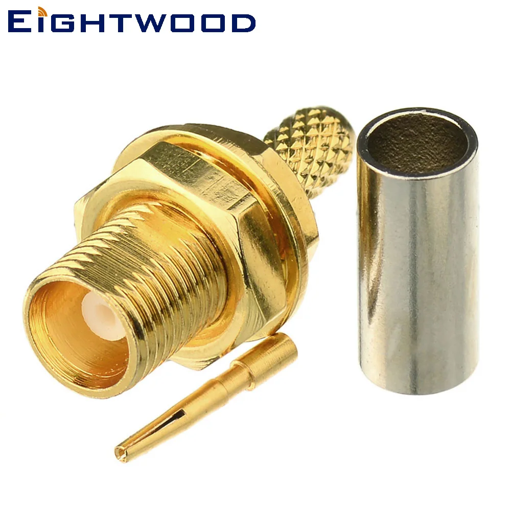 

Eightwood MCX Jack Female RF Coaxial Connector Crimp Bulkhead Straight Adapter Solder for RG316,RG174,LMR-100 Coaxial Cable