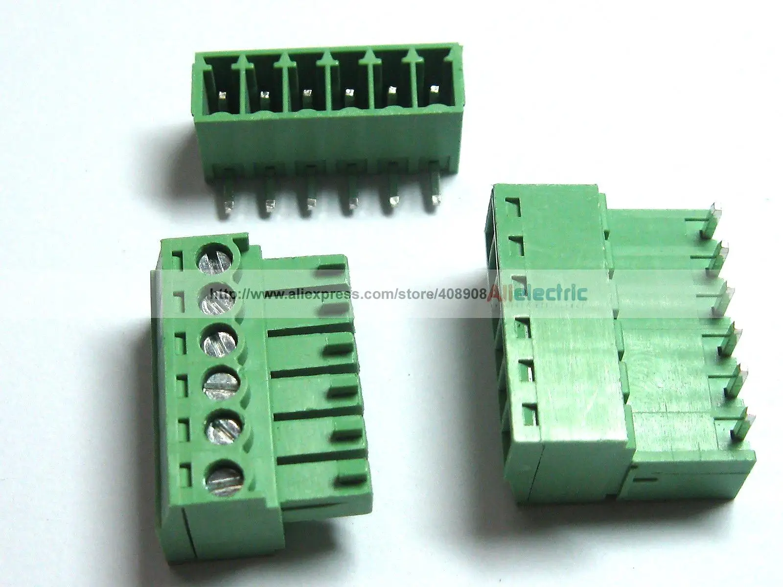 

100 Pcs Screw Terminal Block Connector 3.5mm Angle 6 Pin Green Pluggable Type