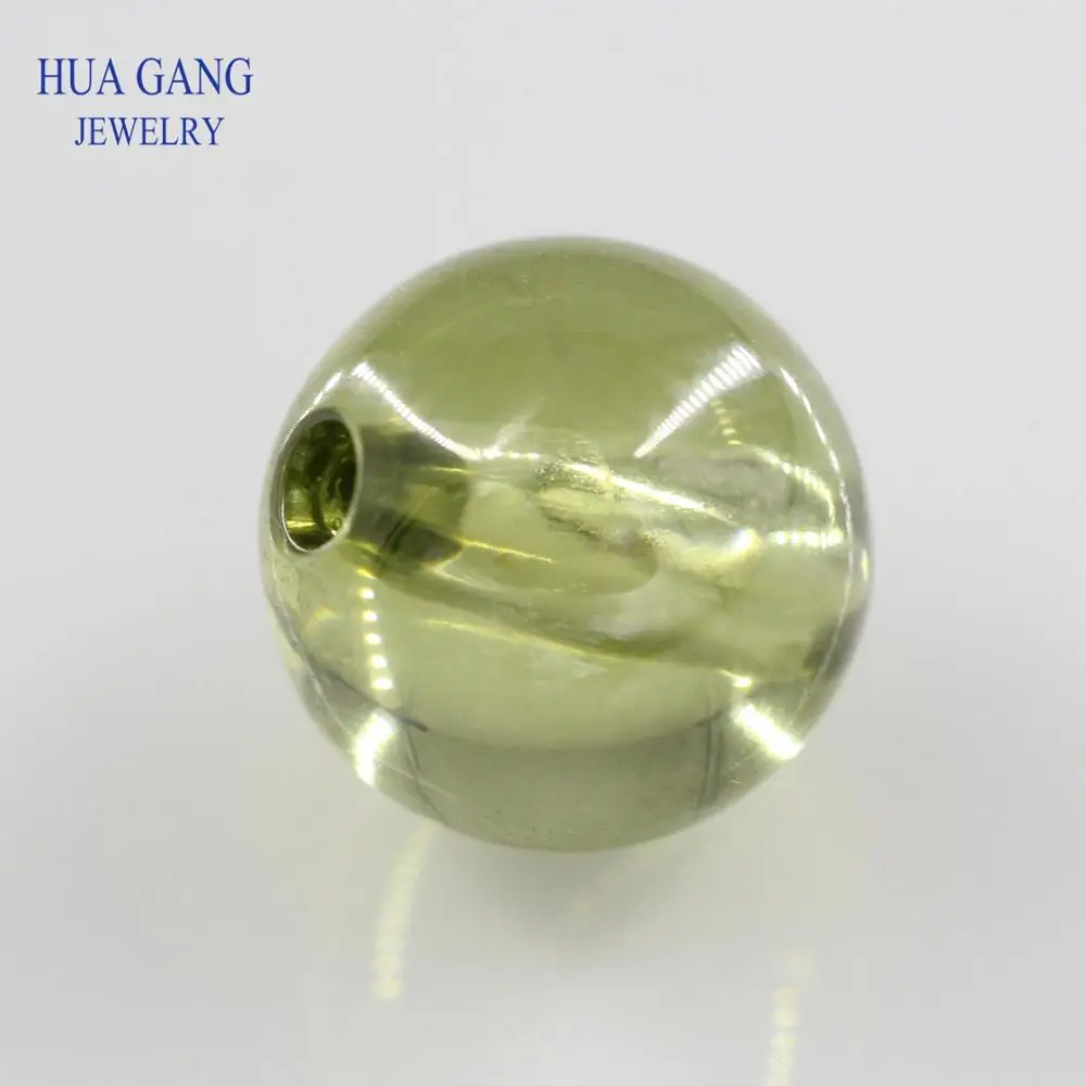 

Peridot Round Hole Cubic Zirconia Beads Cabochon Cut Synthetic Gems For DIY Bracelet Necklace For Jewelry Making Accessories