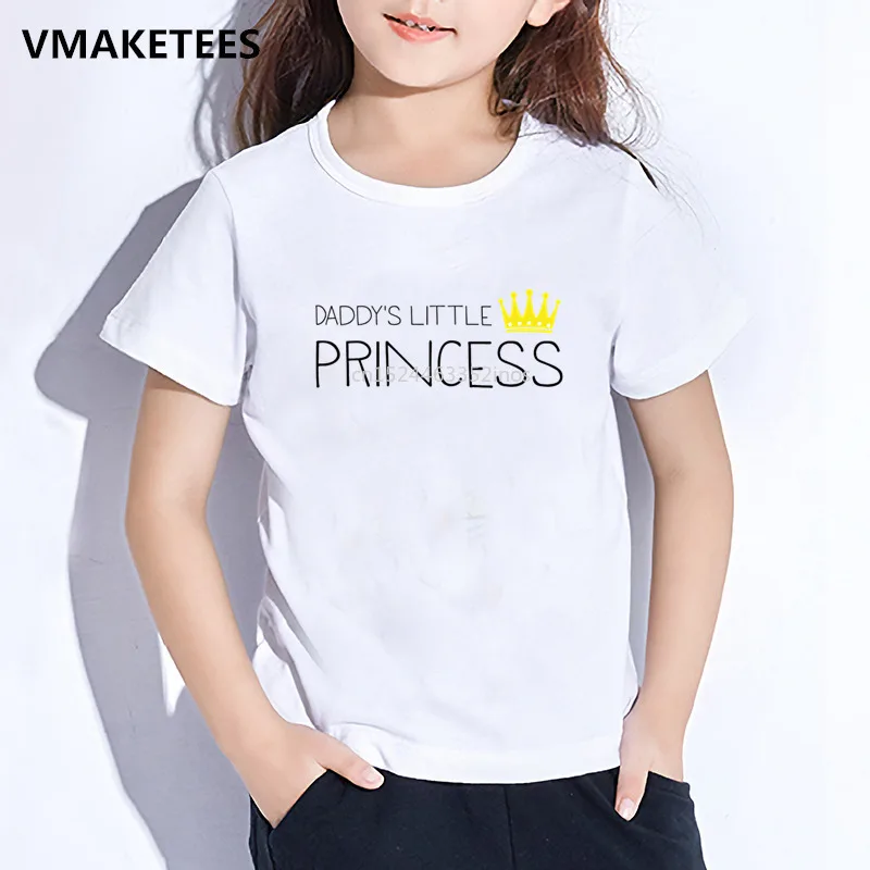 Crianças verão manga curta meninas t camisa das crianças do pai pouco princesa carta imprimir camiseta casual engraçado roupas de bebê, hkp5236