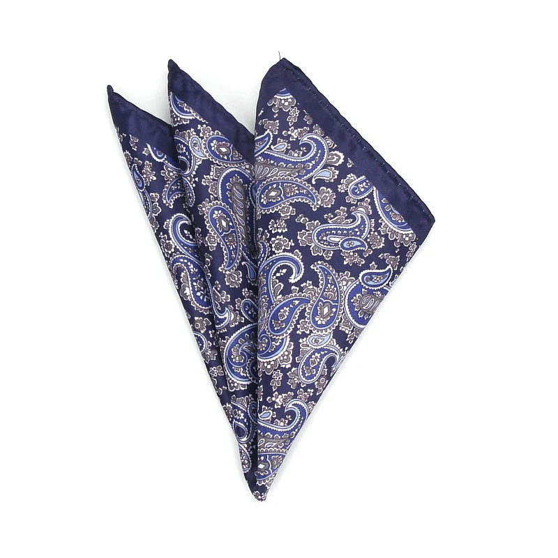 Men\'s Handkerchief Vintage Paisley Print Pocket Square Polyester Silk Soft Hankies Wedding Party Business Chest Towel Hanky Gift