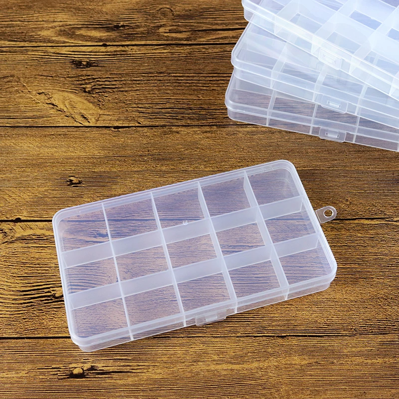 10pcs Small 15 grid fixed insert transparent environmental plastic storage storage induction jewelry fishing gear box