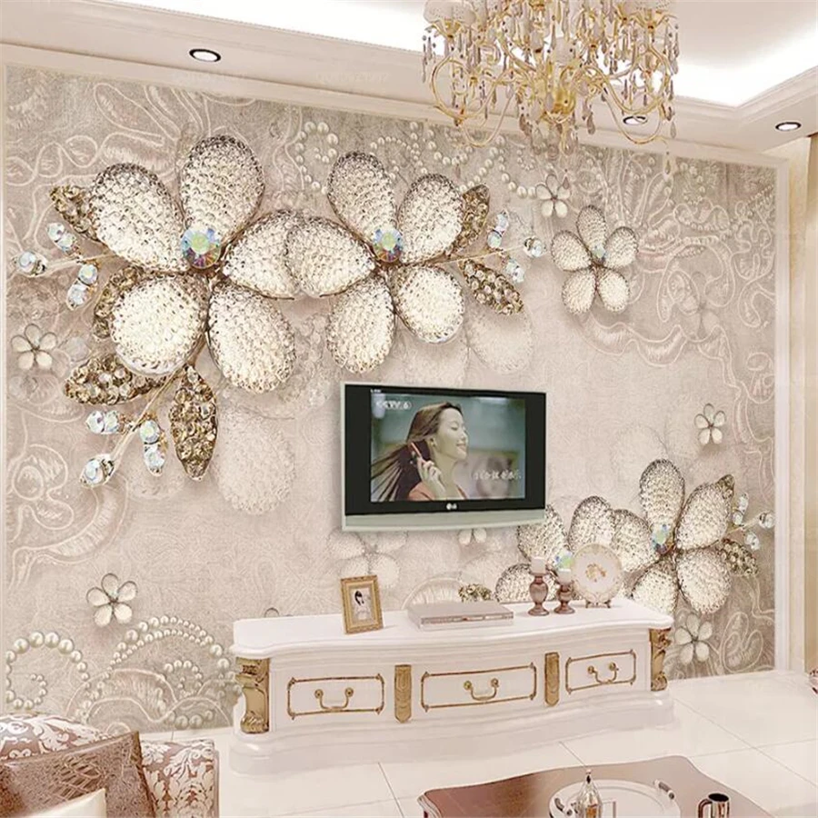 beibehang Custom Wallpaper 3D Photo Mural Luxury European Palace Wind Jewelry Lace Flower Background wall paper papel de parede