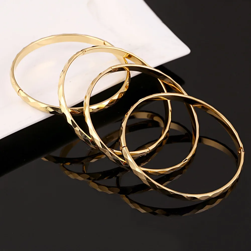 4pcs Ethiopian Jewelry Gold Color Bangles Dubai Gold Jewelry Bangles For African Bangles & Bracelets for Women Gifts