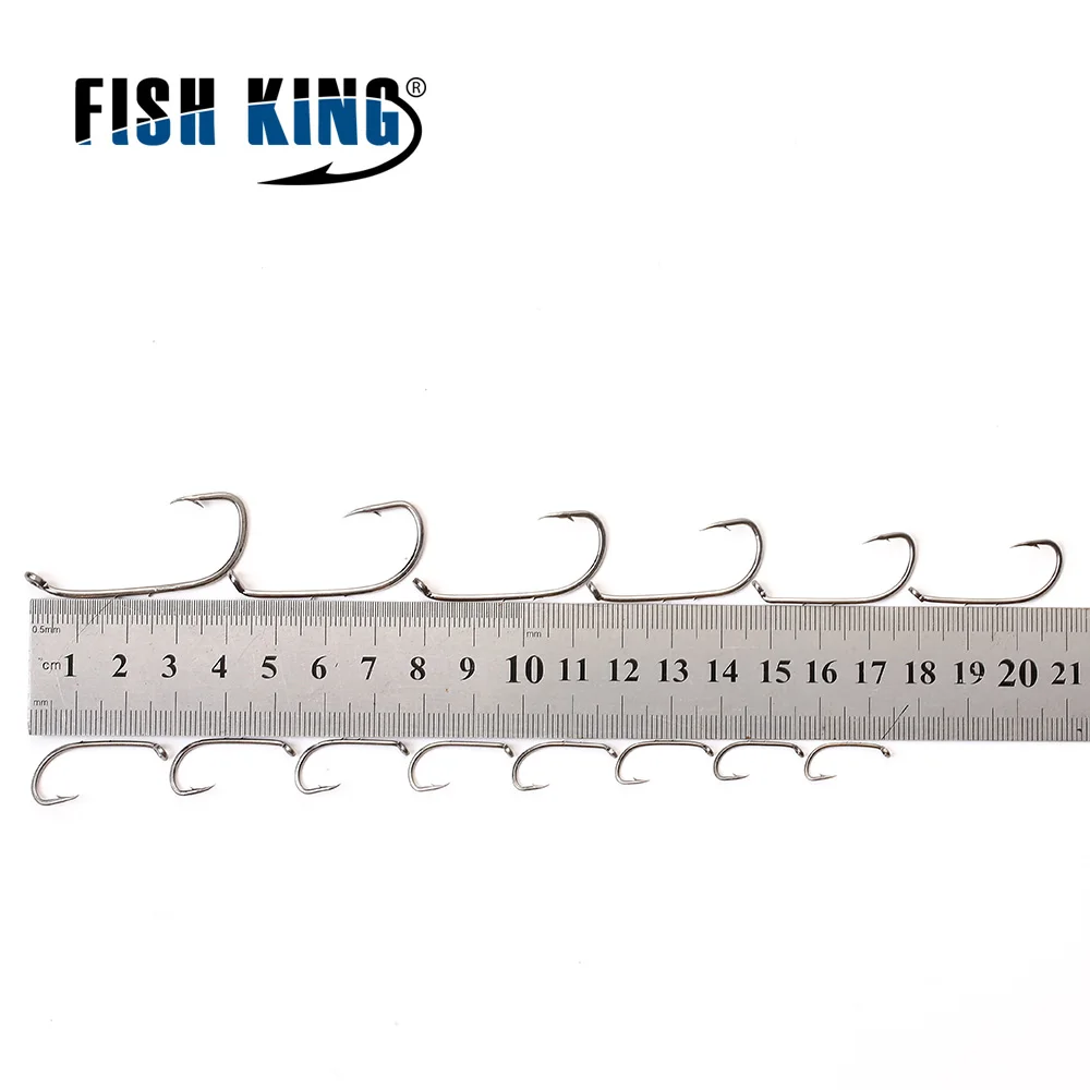 FISH KING 50-100PCS High Carbon Steel Fishing Hooks 92647 Soft Lure Hook Barbed Single Fishooks Fishing Accessories 5/0#-10#